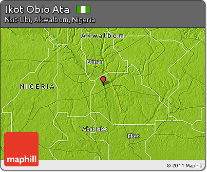 Physical 3D Map of Ikot Obio Ata