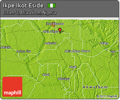 Physical 3D Map of Ikpe Ikot Eside