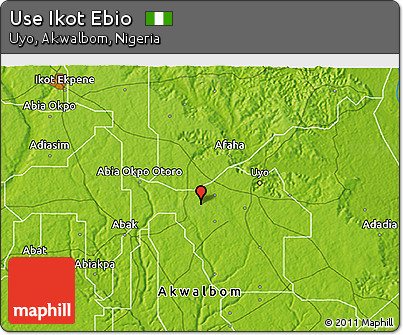Physical 3D Map of Use Ikot Ebio