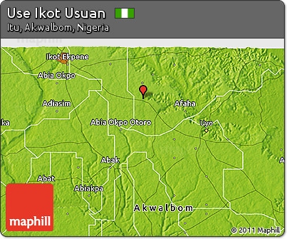 Physical 3D Map of Use Ikot Usuan