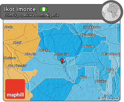 Political 3D Map of Ikot Imonte