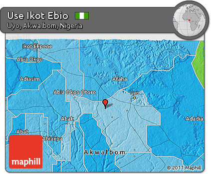 Political 3D Map of Use Ikot Ebio