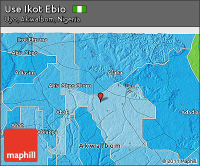Political 3D Map of Use Ikot Ebio