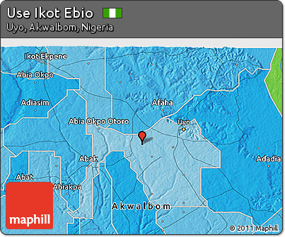 Political 3D Map of Use Ikot Ebio