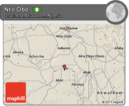 Shaded Relief 3D Map of Nto Obo