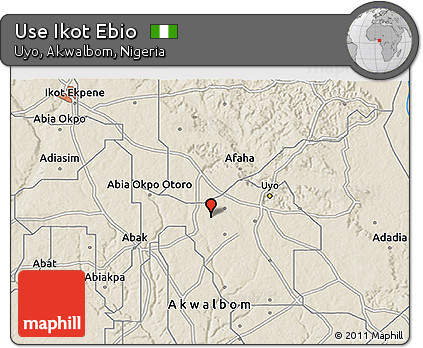 Shaded Relief 3D Map of Use Ikot Ebio