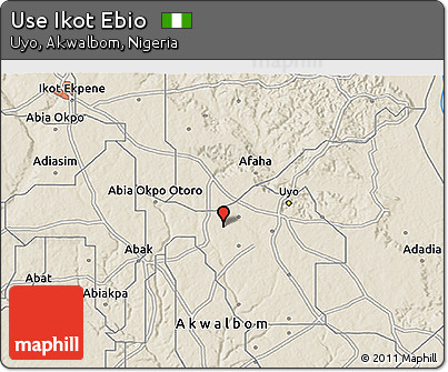 Shaded Relief 3D Map of Use Ikot Ebio