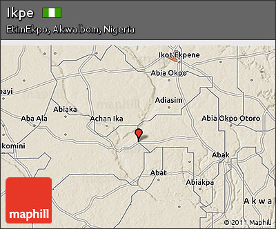 Shaded Relief 3D Map of Ikpe