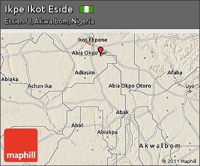 Shaded Relief 3D Map of Ikpe Ikot Eside