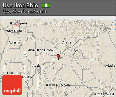 Shaded Relief 3D Map of Use Ikot Ebio