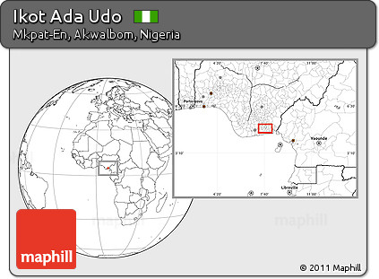 Blank Location Map of Ikot Ada Udo