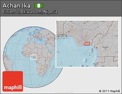 Gray Location Map of Achan Ika, hill shading