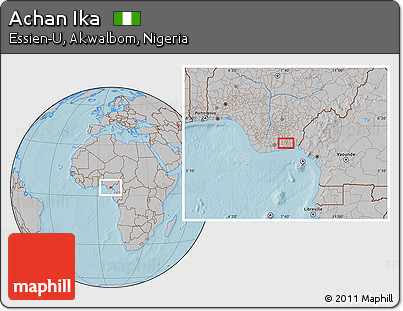 Gray Location Map of Achan Ika, hill shading