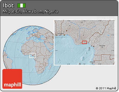Gray Location Map of Ibot, hill shading