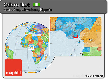 Political Location Map of Odoro Ikot