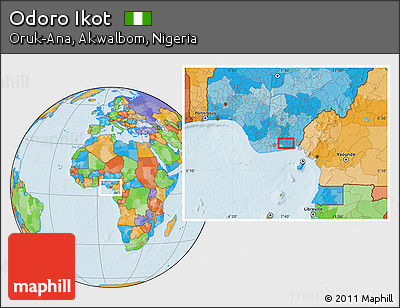 Political Location Map of Odoro Ikot