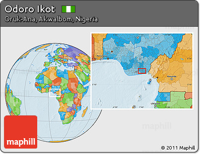 Political Location Map of Odoro Ikot