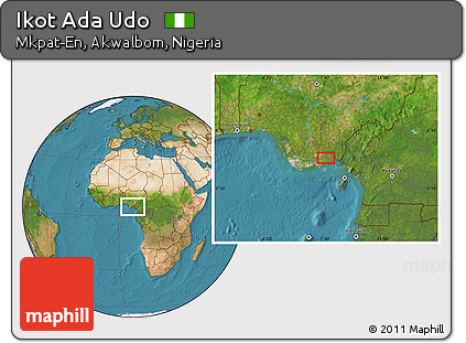 Satellite Location Map of Ikot Ada Udo