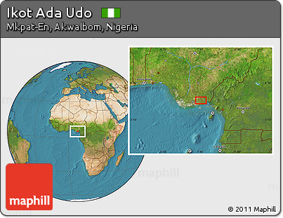Satellite Location Map of Ikot Ada Udo