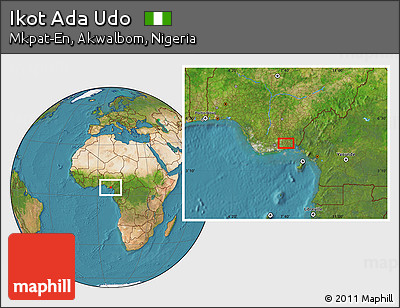 Satellite Location Map of Ikot Ada Udo
