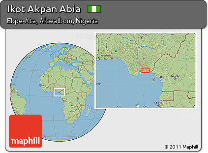 Savanna Style Location Map of Ikot Akpan Abia