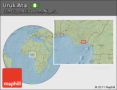 Savanna Style Location Map of Uruk Ata, hill shading