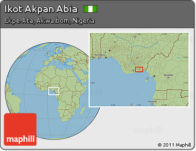Savanna Style Location Map of Ikot Akpan Abia