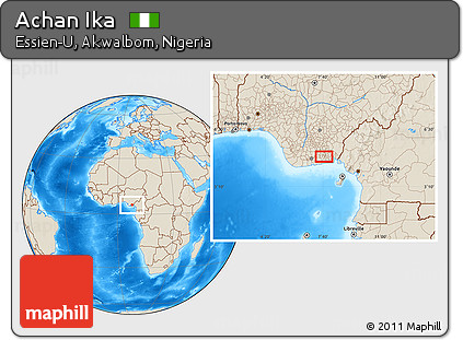 Shaded Relief Location Map of Achan Ika