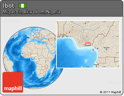Shaded Relief Location Map of Ibot