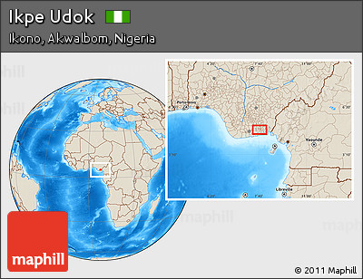 Shaded Relief Location Map of Ikpe Udok