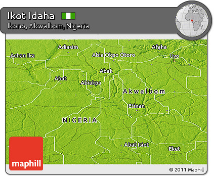 Physical Panoramic Map of Ikot Idaha