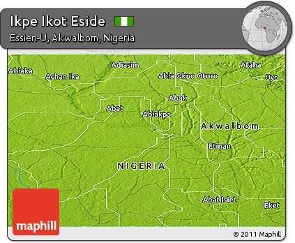 Physical Panoramic Map of Ikpe Ikot Eside