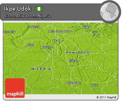 Physical Panoramic Map of Ikpe Udok