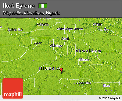 Physical Panoramic Map of Ikot Eyiene