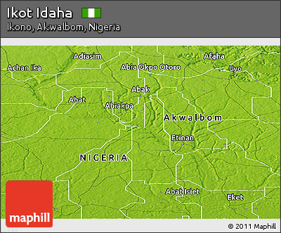 Physical Panoramic Map of Ikot Idaha
