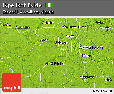 Physical Panoramic Map of Ikpe Ikot Eside
