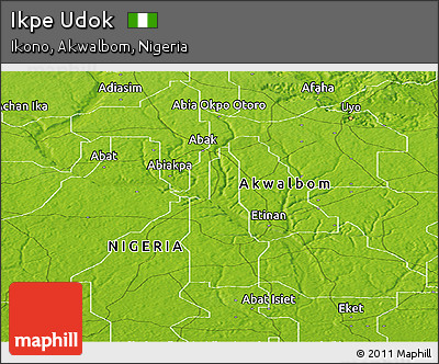 Physical Panoramic Map of Ikpe Udok
