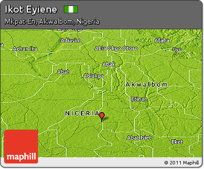 Physical Panoramic Map of Ikot Eyiene