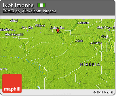 Physical Panoramic Map of Ikot Imonte