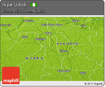 Physical Panoramic Map of Ikpe Udok