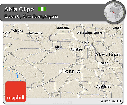 Shaded Relief Panoramic Map of Abia Okpo