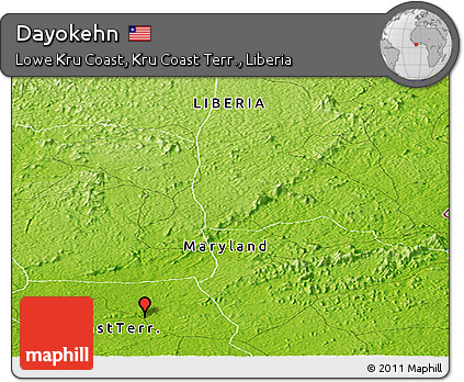 Physical Panoramic Map of Dayokehn