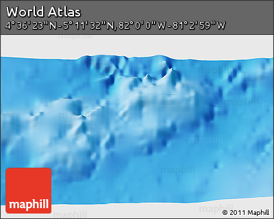 Physical 3D Map of the Area around 4° 53' 57" N, 81° 31' 30" W