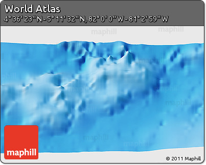 Physical 3D Map of the Area around 4° 53' 57" N, 81° 31' 30" W