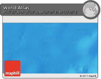 Physical 3D Map of the Area around 4° 53' 57" N, 85° 4' 29" E