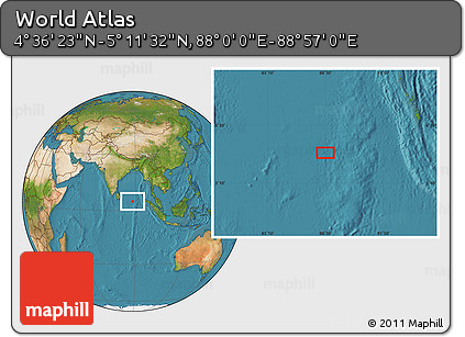 Satellite Location Map of the Area around 4° 53' 57" N, 88° 28' 29" E
