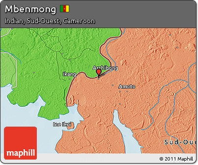 Political 3D Map of Mbenmong