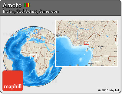 Shaded Relief Location Map of Amoto