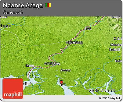Physical Panoramic Map of Ndanse Afaga