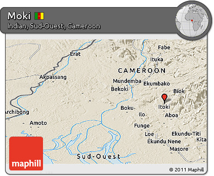 Shaded Relief Panoramic Map of Moki